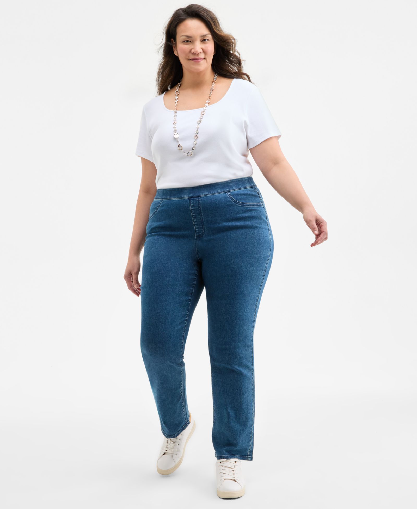 Style & Co Plus Size Straight-Leg Pull-On Jeans, Exclusively at Macy's