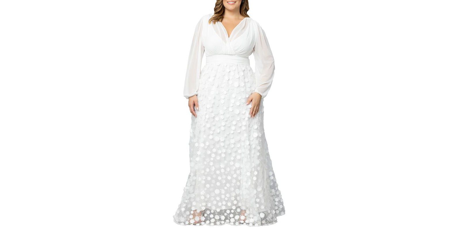 Kiyonna Plus Size свадебное платье Enchanted Garden с длинным рукавом
