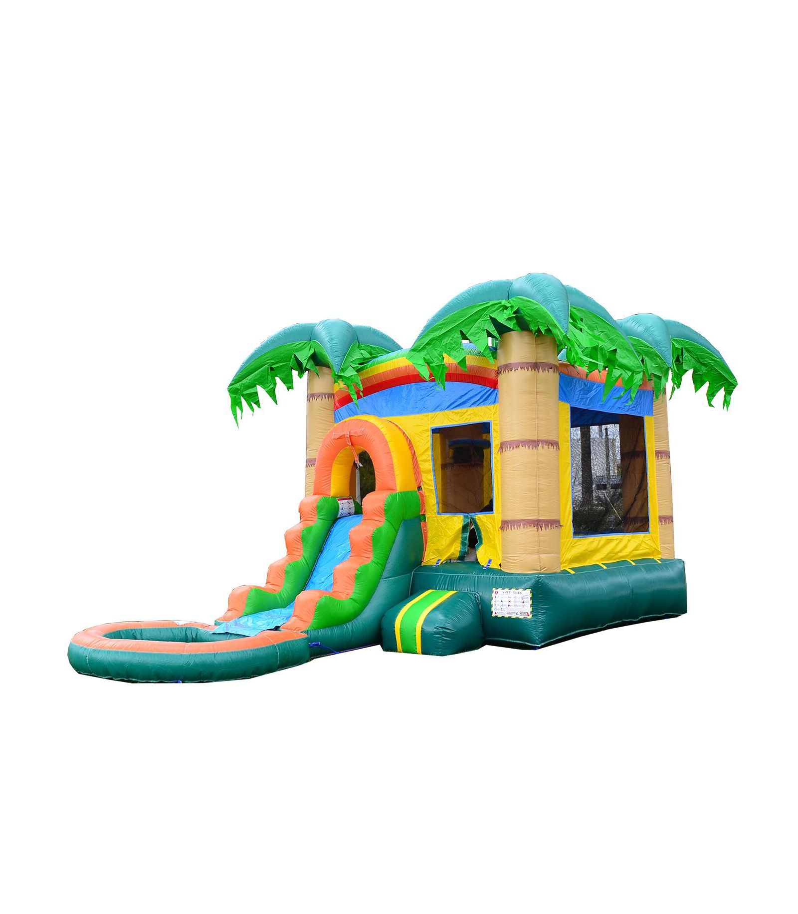 Надувной батут и водная горка HeroKiddo Tropical Breeze с бассейном, коммерческий класс