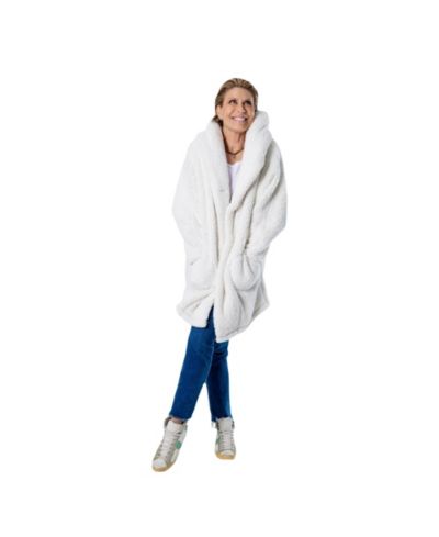 Jill Martin Men's and Women's The Best Lounger In The World Cream Boston Celtics Oversized Open-Front Hoodie Sweater