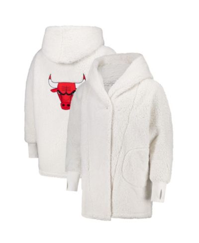 Jill Martin Men's and Women's The Best Lounger In The World Cream Chicago Bulls Oversized Open-Front Hoodie Sweater