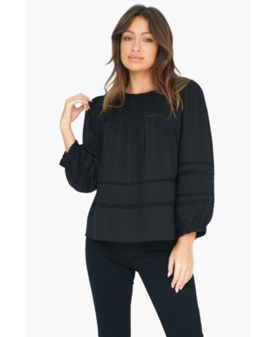 Женская хлопковая блузка Paneros Clothing Dawn с кружевом в черном цвете