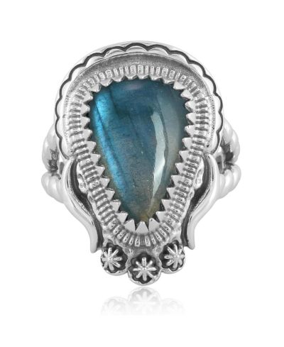 Серебряное кольцо American West Jewelry Labradorite Split Shank Rope, размер 8