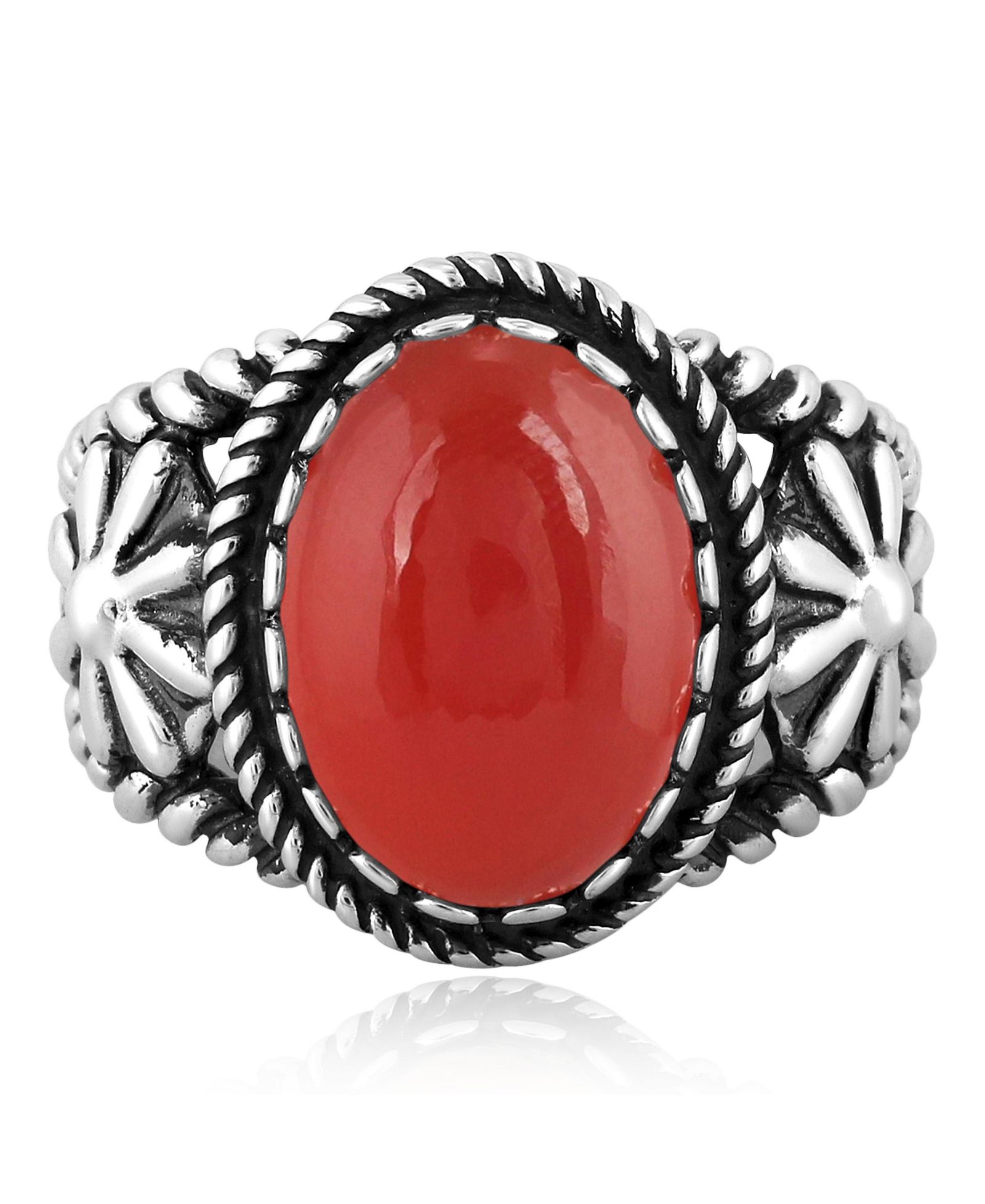 American West Jewelry кольцо с цветком оникса из стерлингового серебра