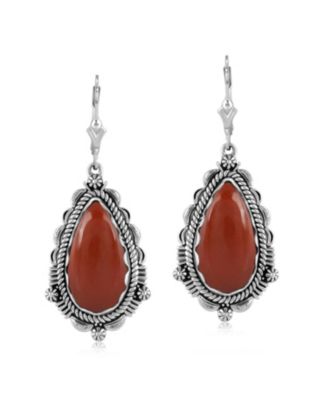 Серьги-подвески American West Jewelry из стерлингового серебра с красным ониксом в форме груши