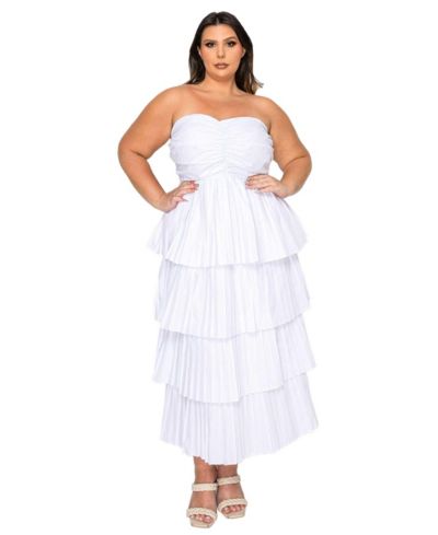 Женское платье L I V D Plus Size Eleni Strapless Pleated Tiered