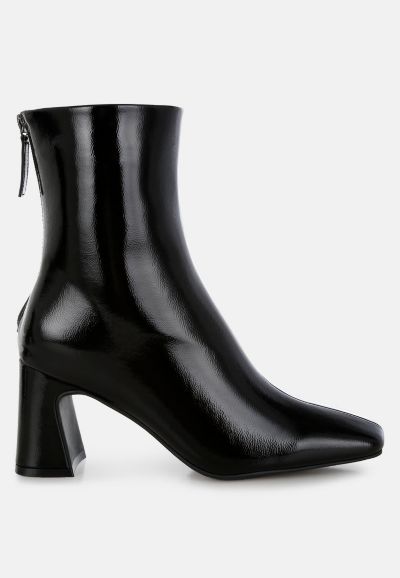 London Rag Womens Kostaka Patent Square Toe Ankle Boots