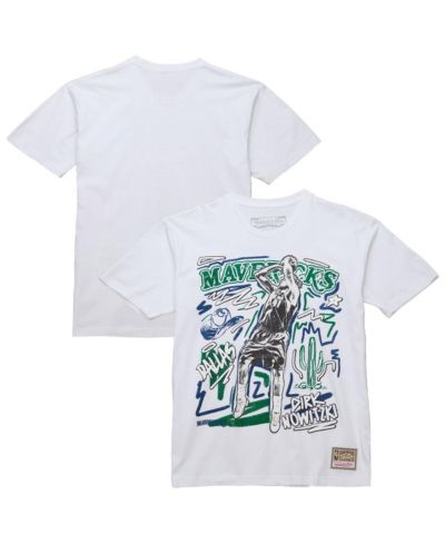 Mitchell & Ness Men's Dirk Nowitzki White Dallas Mavericks Hardwood Classics Chalked Up T-Shirt