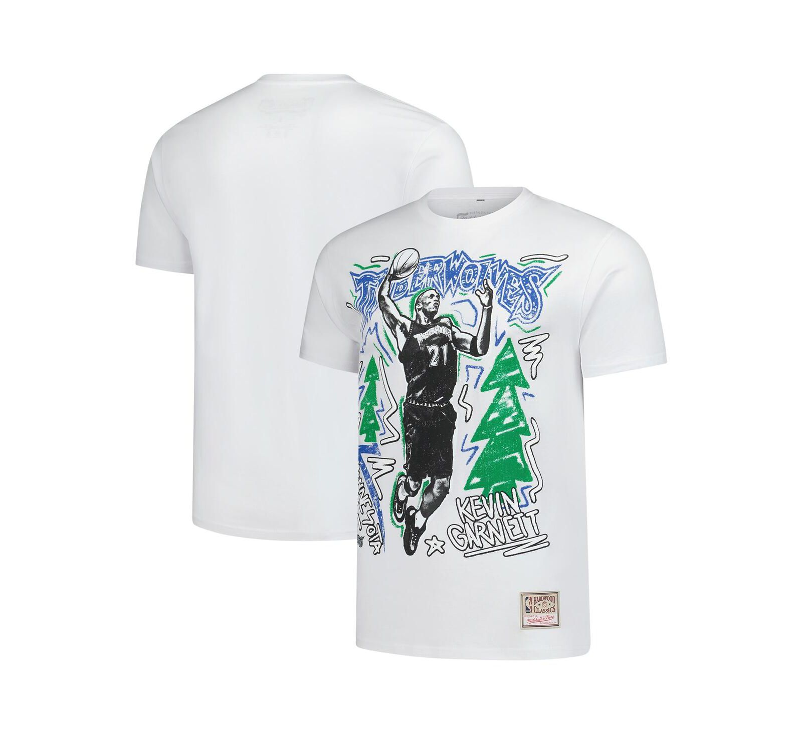 Mitchell & Ness Men's Kevin Garnett White Minnesota Timberwolves Hardwood Classics Chalked Up T-Shirt