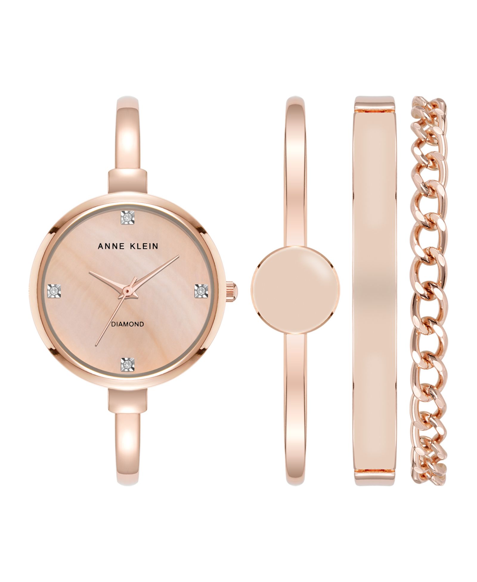 Набор часов Anne Klein Женский Quartz, розовое эмалевое покрытие и Rose Gold-Tone, 32mm