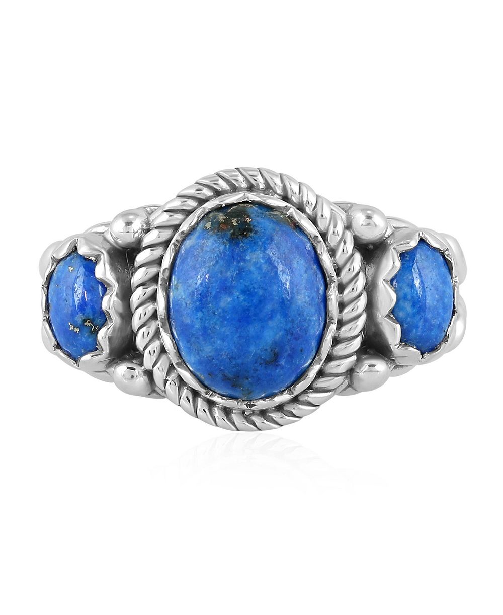 Кольцо American West Jewelry Sterling Silver Denim Lapis 3-Stone, Size 9