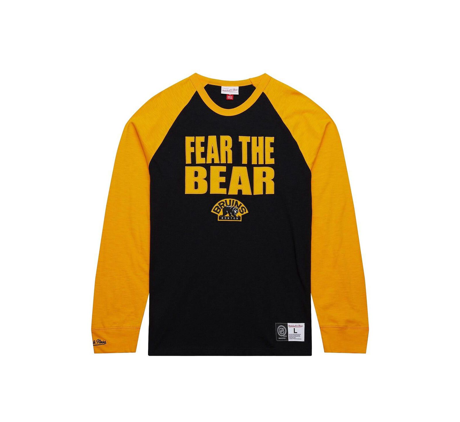 Mitchell & Ness Men's Black/Gold Boston Bruins Legendary Slub Raglan Long Sleeve T-Shirt