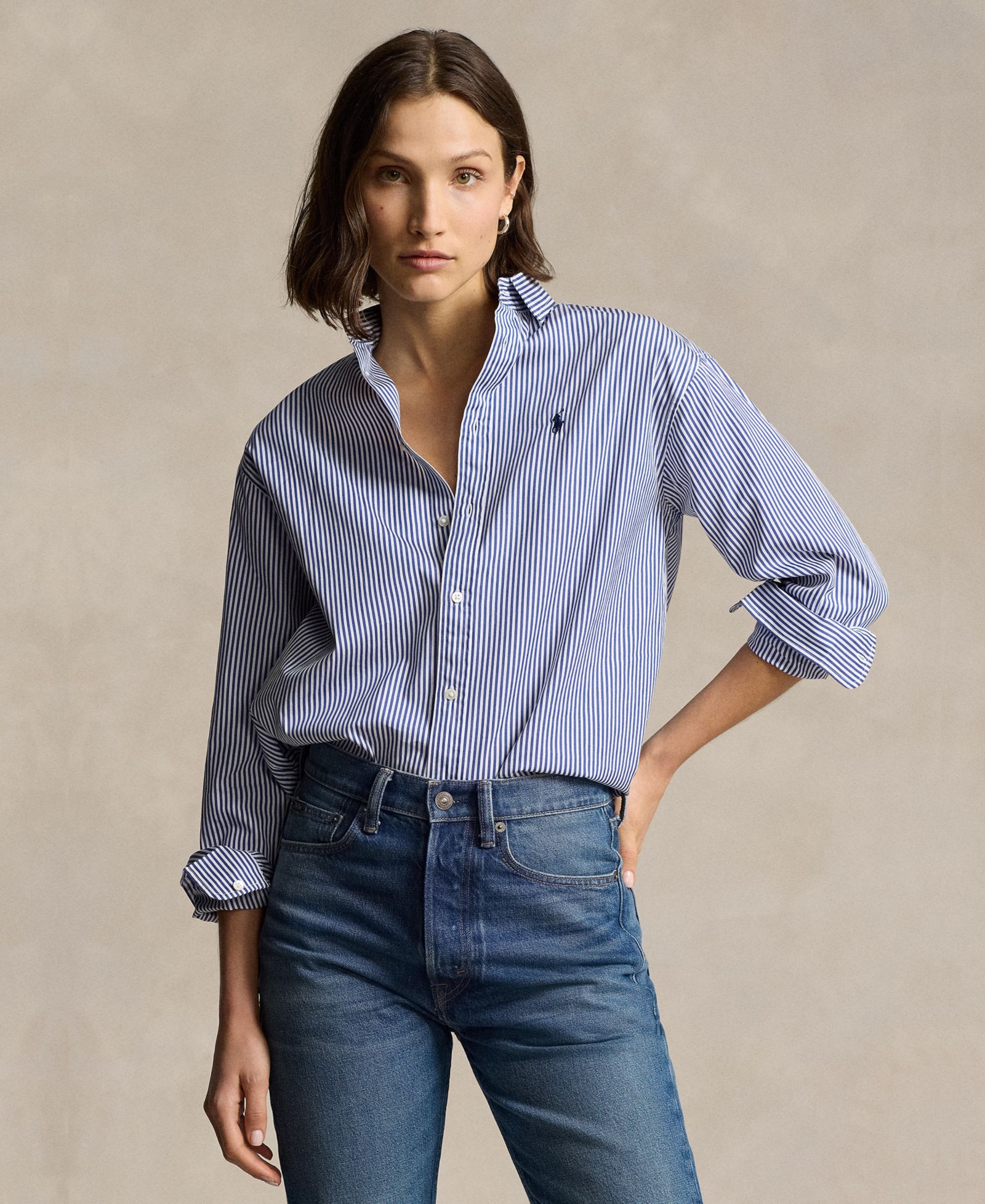 Женская рубашка Polo Ralph Lauren Relaxed-Fit в полоску из хлопка