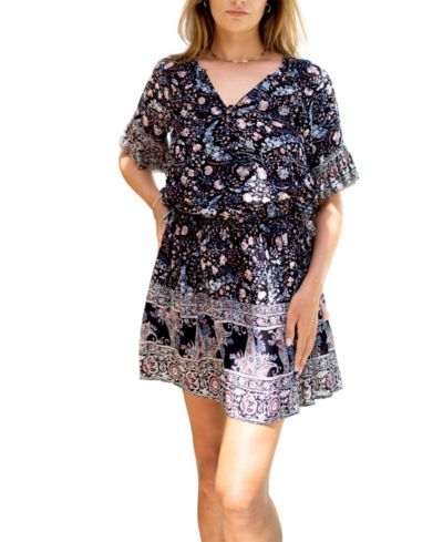 Paneros Clothing Женское мини-платье Flora с цветочным принтом, черный цвет