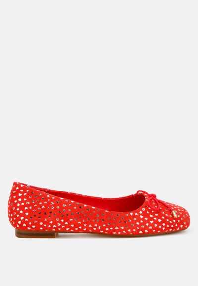 Rag and Co Womens Apollon Bow Detail Embossed Suede Ballerinas