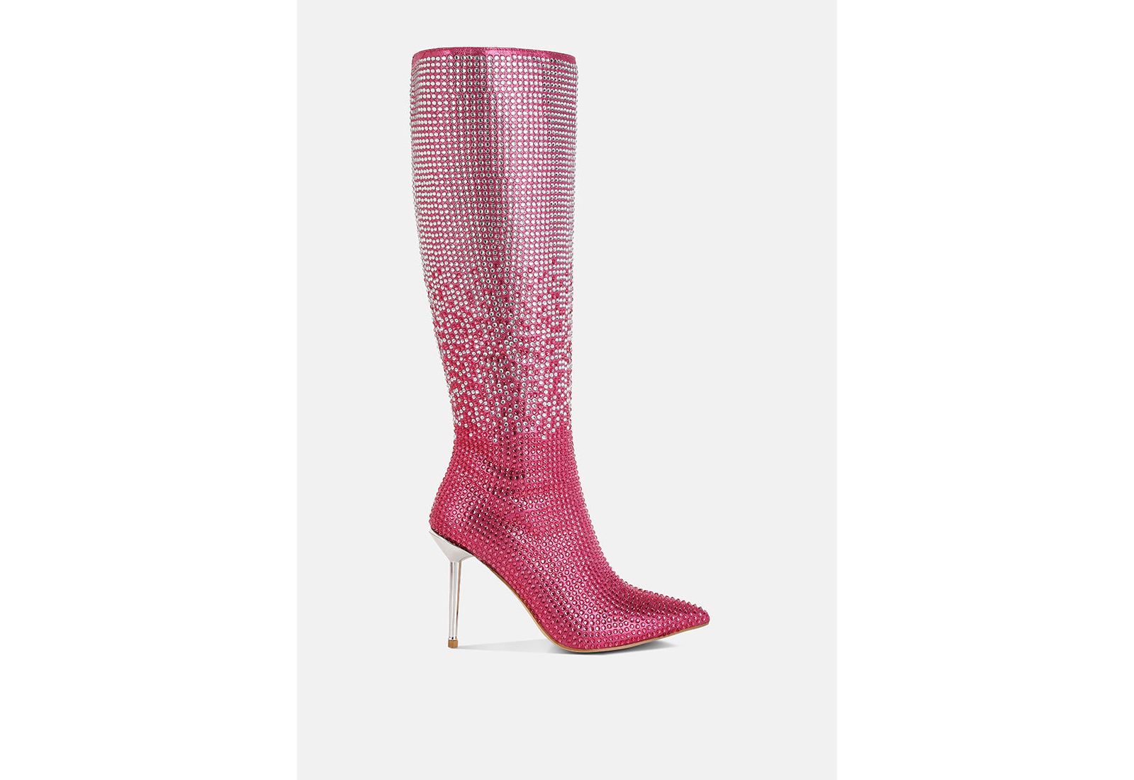 London Rag Womens Orymple Shiny Rhinestone Studded Calf Boots