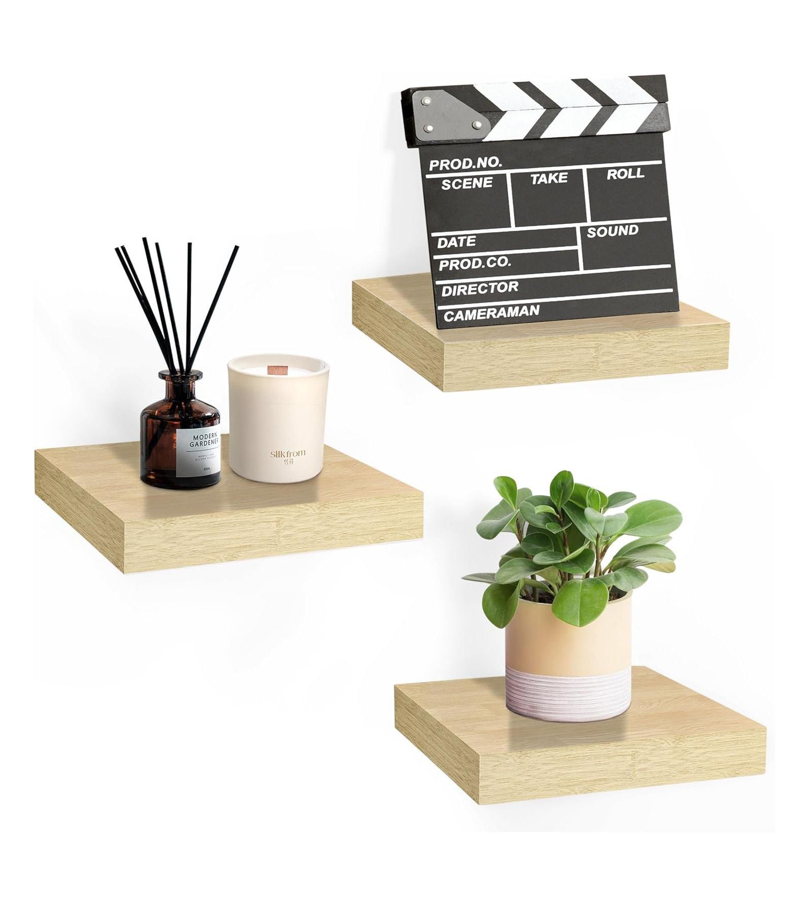 Набор из 3 полок Sorbus Square Floating Shelves с невидимыми креплениями