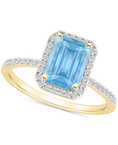 Кольцо Halo с Lab-Created рубином (2 ct. t.w.) и Lab-Created белым сапфиром (1/4 ct. t.w.), изумрудная огранка, 10k Gold
