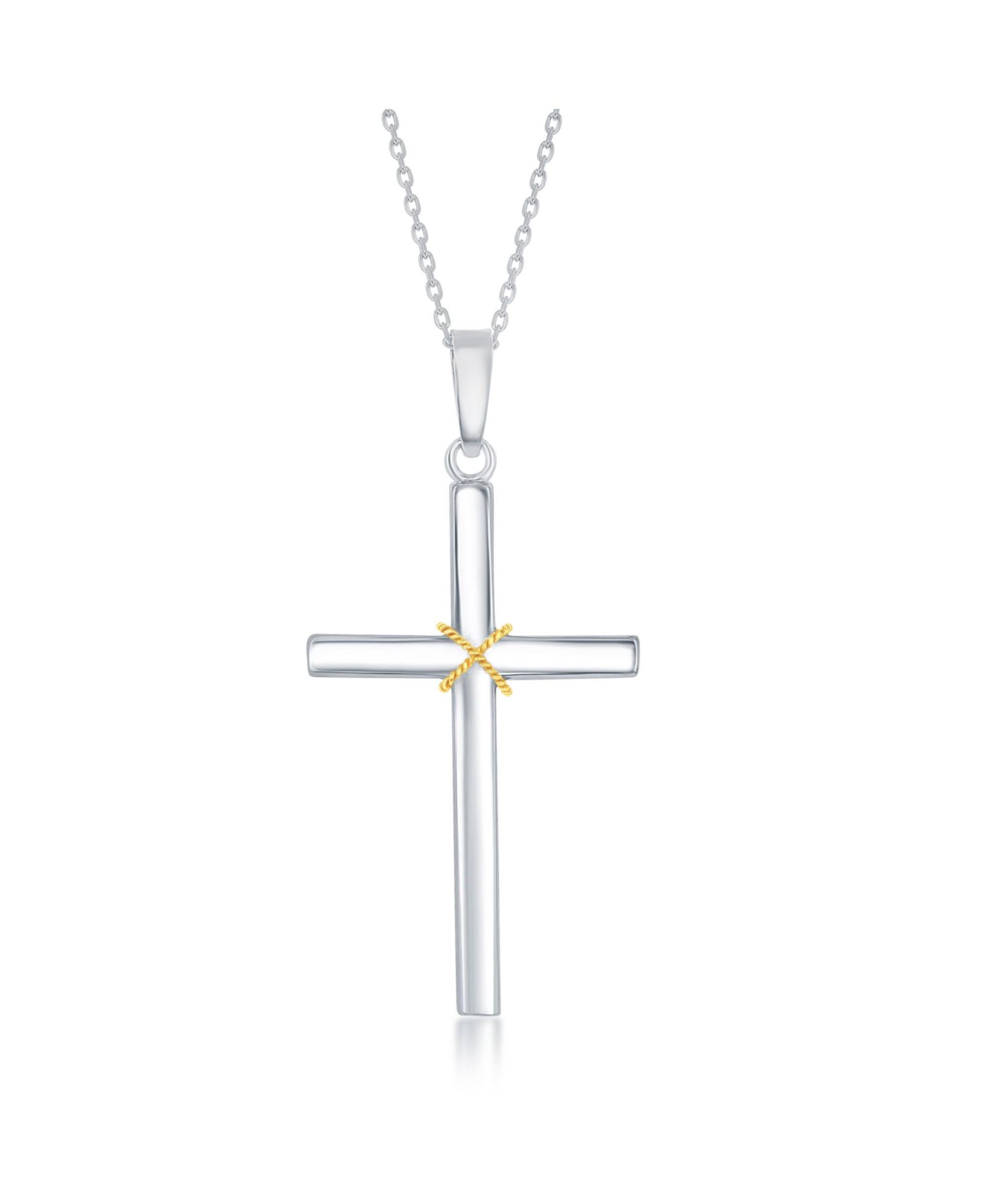Ожерелье Simona Sterling Silver, Rope Design Solid Cross