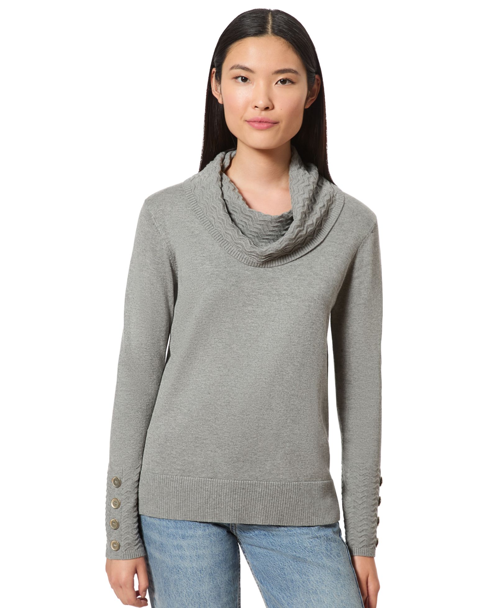 Женский свитер Melissa Paige Petite с отделкой шевроном и вырезом cowl-neck