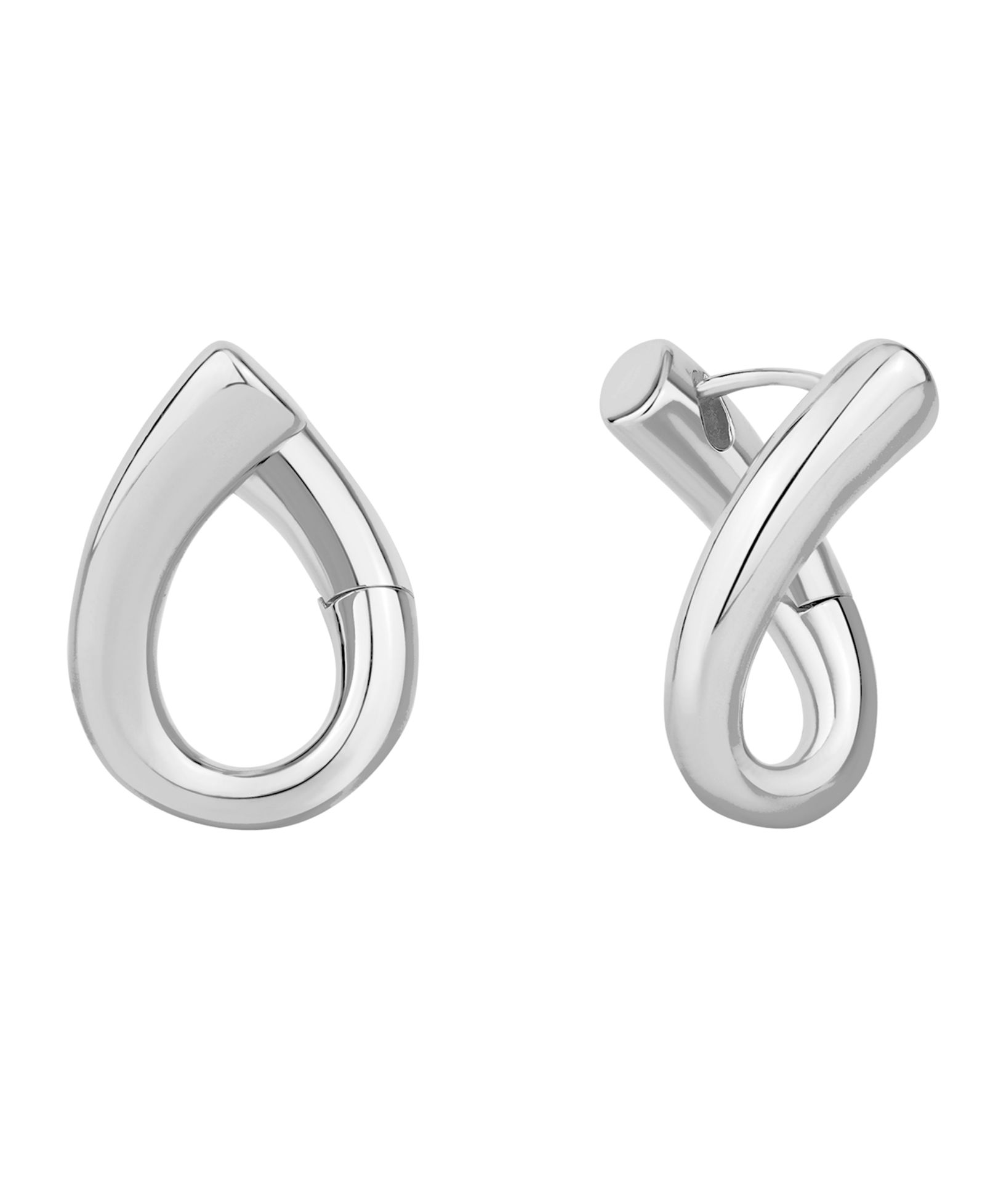 And Now This Silver and Gold Hinged Twist Hoop Earrings