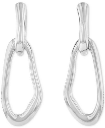 Серьги-подвески Calvin Klein Silver-Tone CK Statement Links