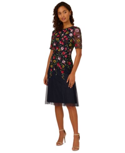 Adrianna Papell Women's Embellished Mesh Dress