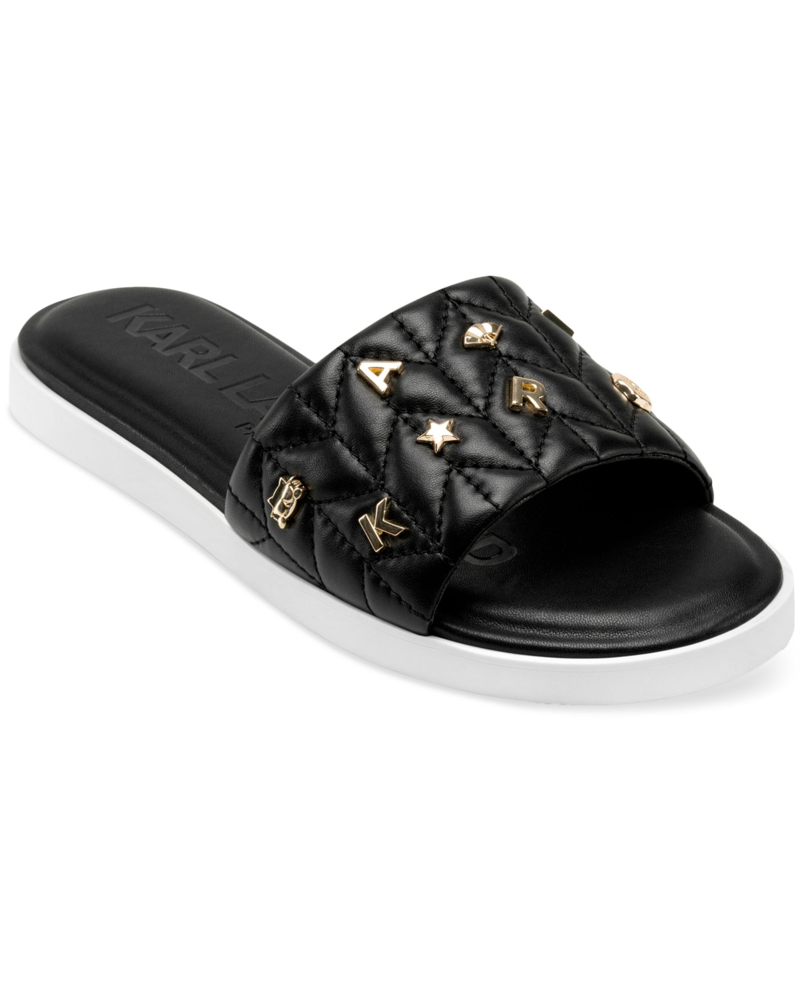 KARL LAGERFELD PARIS Women's Carenza Studded Slide Sandals