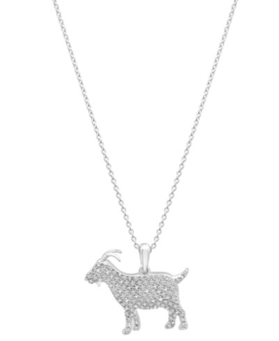 Diamond G.O.A.T. Pendant 18" Necklace (1/6 ct. t.w.) in 10k White Gold, Exclusively at Macy's
