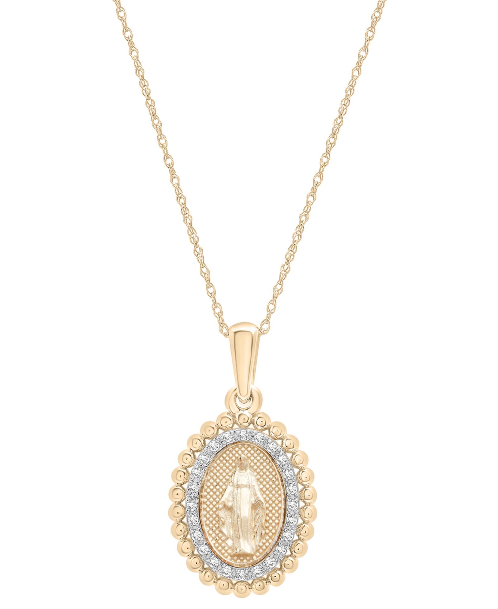 Подвеска Diamond Blessed Mother ожерелье 18" (1/10 ct. t.w.) в 10k Gold