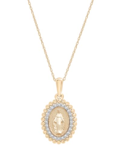 Diamond Blessed Mother Pendant 18" Necklace (1/10 ct. t.w.) in 10k Gold, Exclusively at Macy's