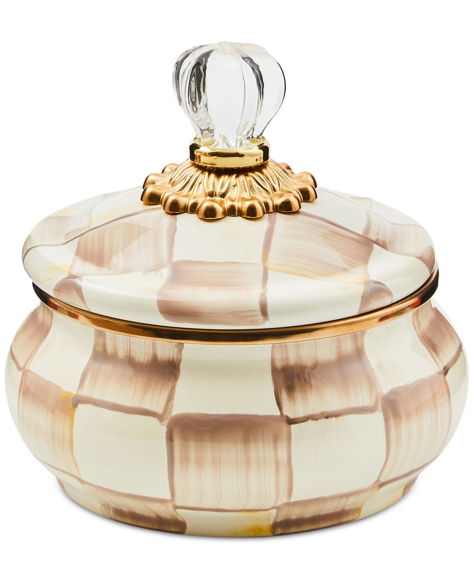 Mackenzie-Childs Mocha Check Squashed Pot