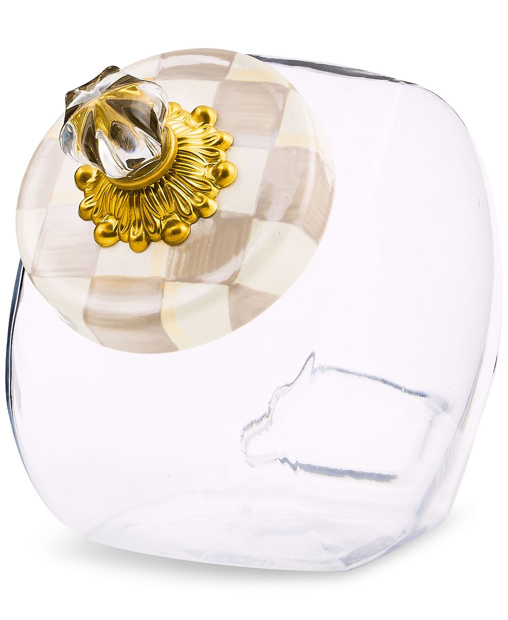 Mackenzie-Childs Mocha Check Lid Sweets Jar