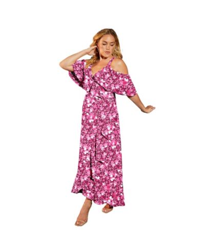 Макси-платье June & Vie Women's June and Vie Cold-Shoulder Faux-Wrap