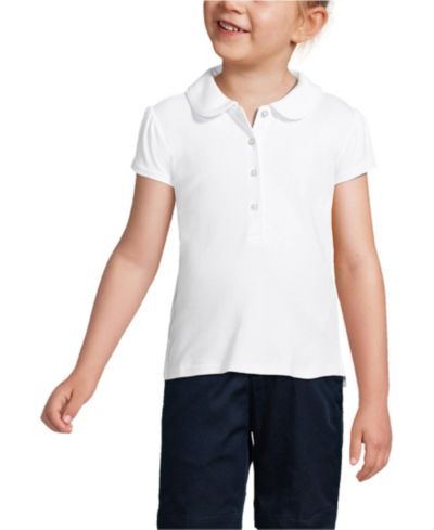 Lands' End School Uniform Girls Short Sleeve Peter Pan Collar Polo Shirt