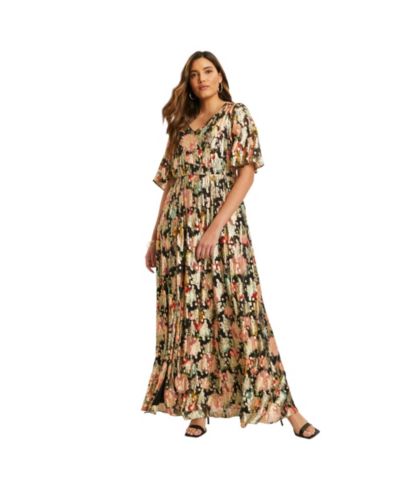 June & Vie Women's June and Vie Metallic Printed Maxi Dress