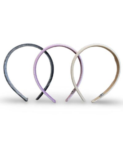 Набор тонких мягких ободков для волос - Tan + Purple + Grey