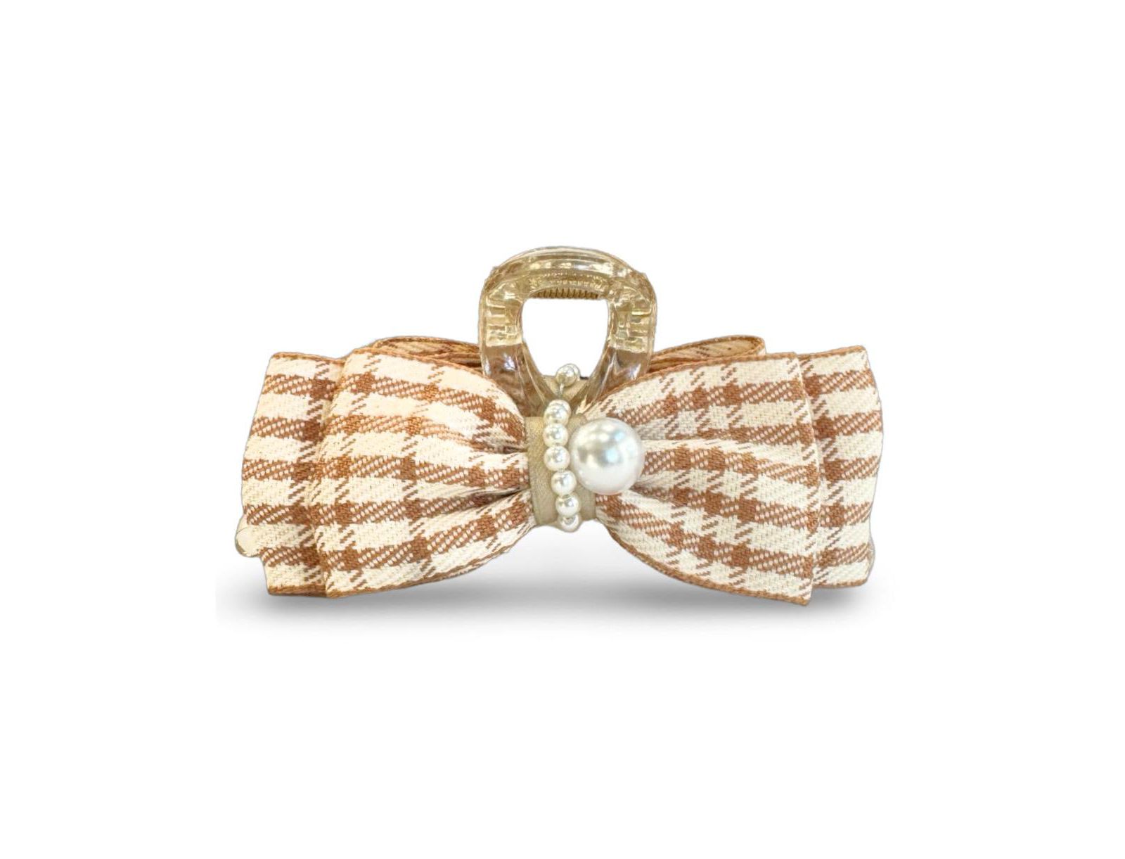 Large Clip - Tan Checkered Pearl