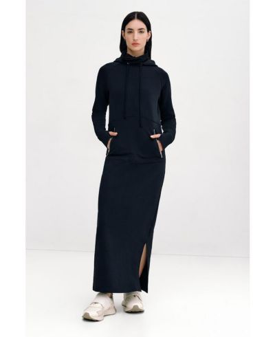 Marcella Women's Elba Hooded Side-Slit Ankle-Length Sweatshirt Dress with Pockets