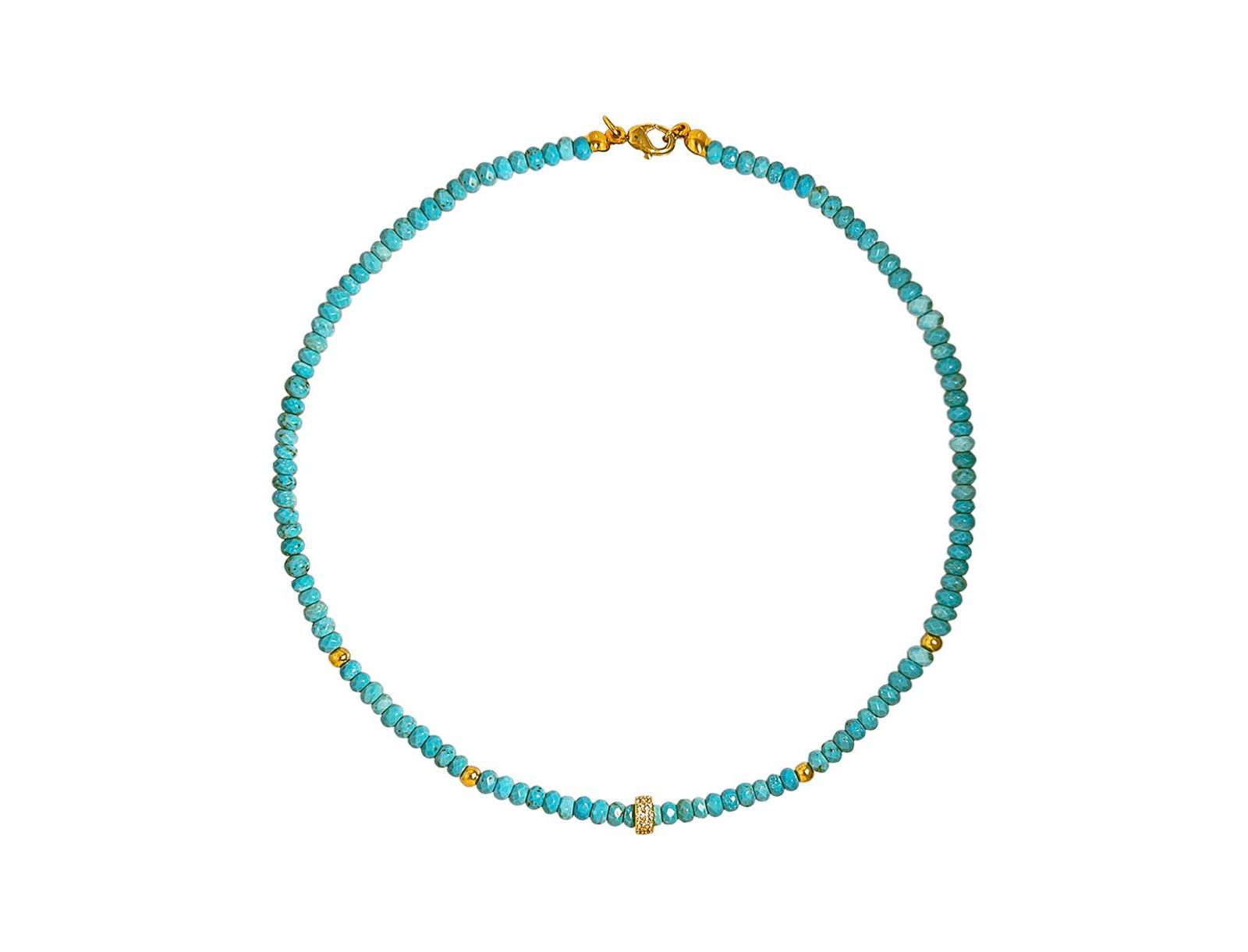 Bead Necklace with Plated Rondels and CZ Accents Great for Layering
