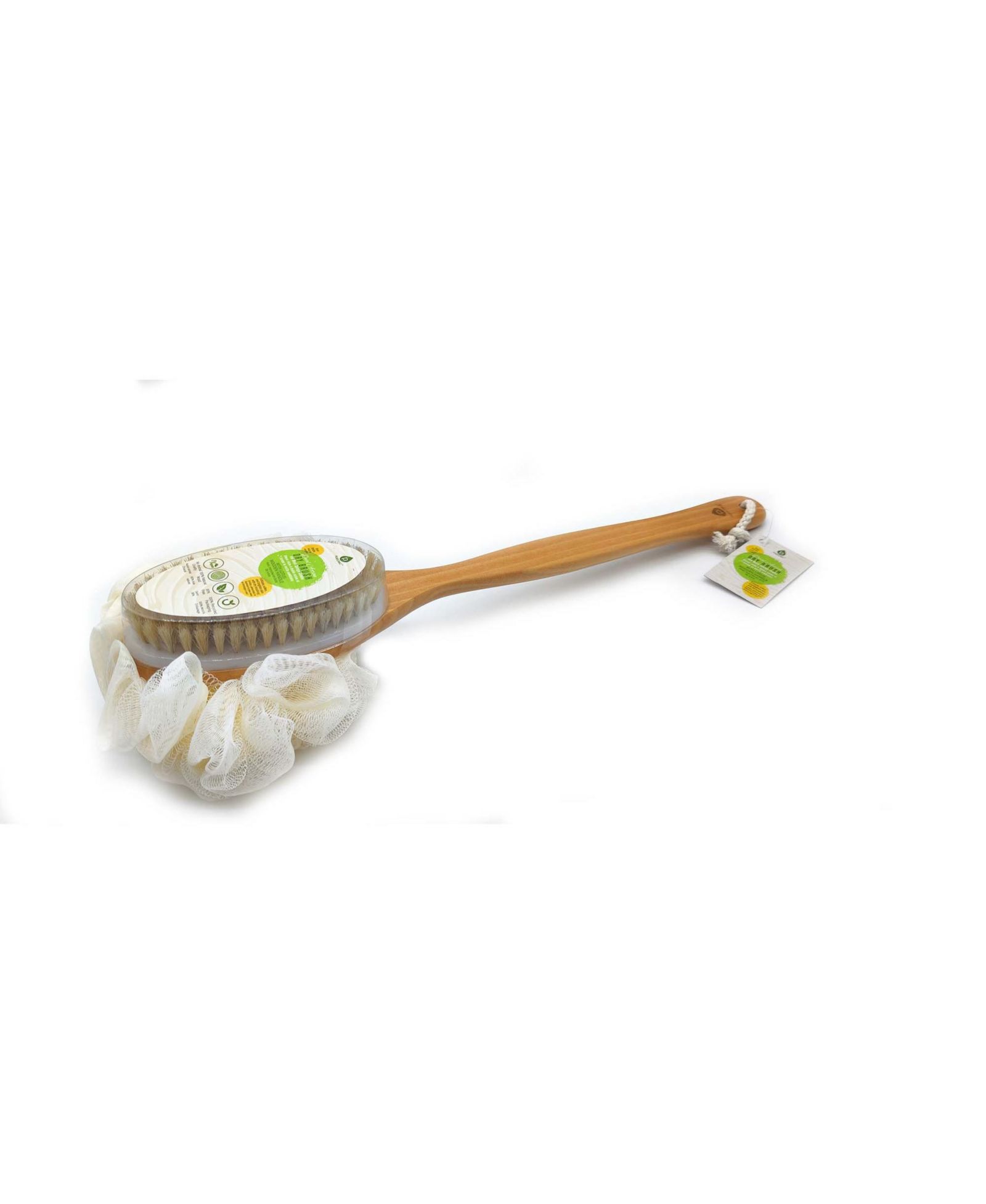 PURSONIC Dual Action Dry Brush & Mesh Sponge Combo with Lotus Wooden Handle
