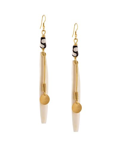 Imani Handmade Bone & Brass Earrings – Minimalist Lightweight Statement Design