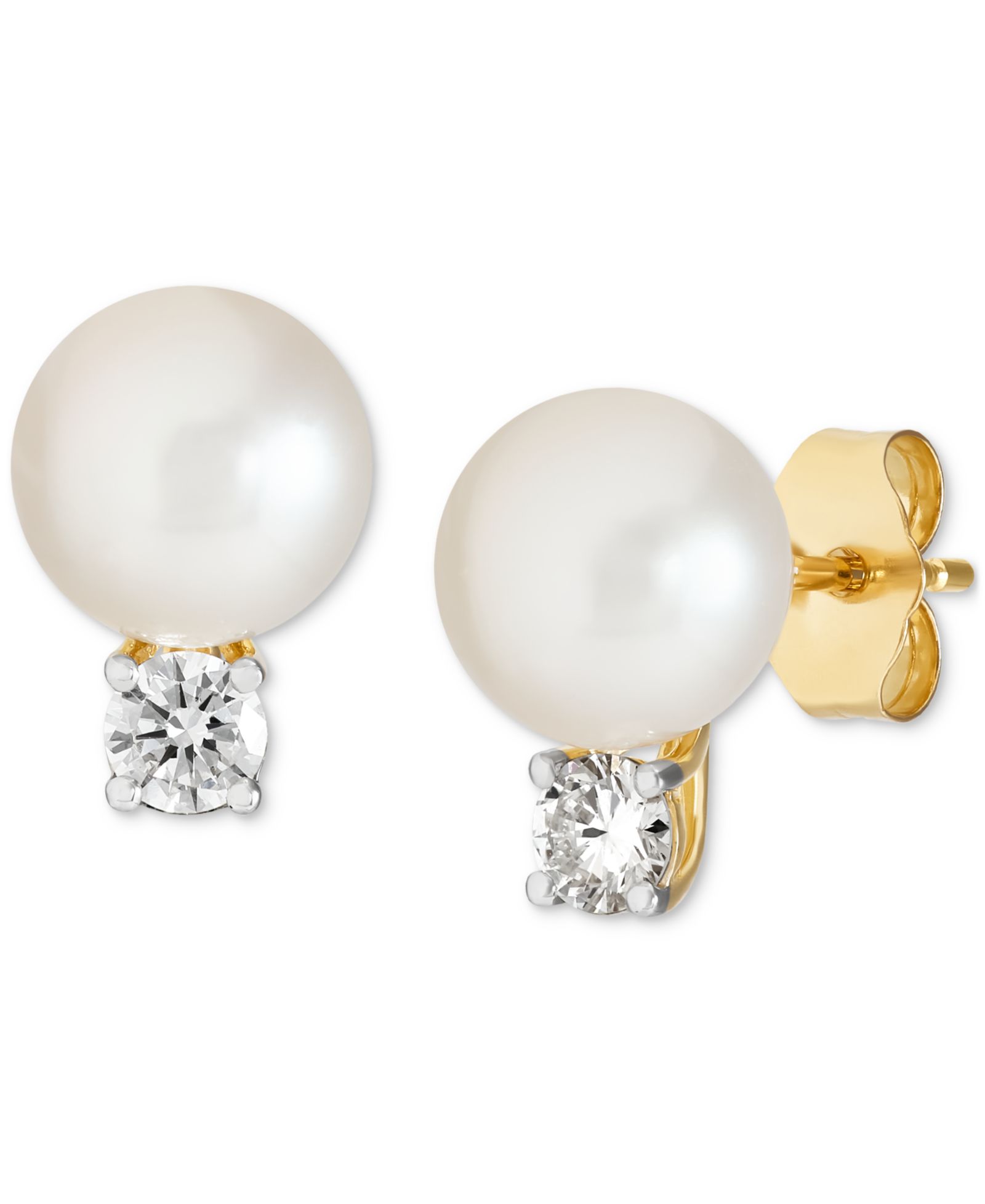 Серьги-гвоздики Grown With Love Cultured Freshwater Pearl (7mm) & Lab Grown Diamond (1/3 ct. t.w.) в 14k Gold