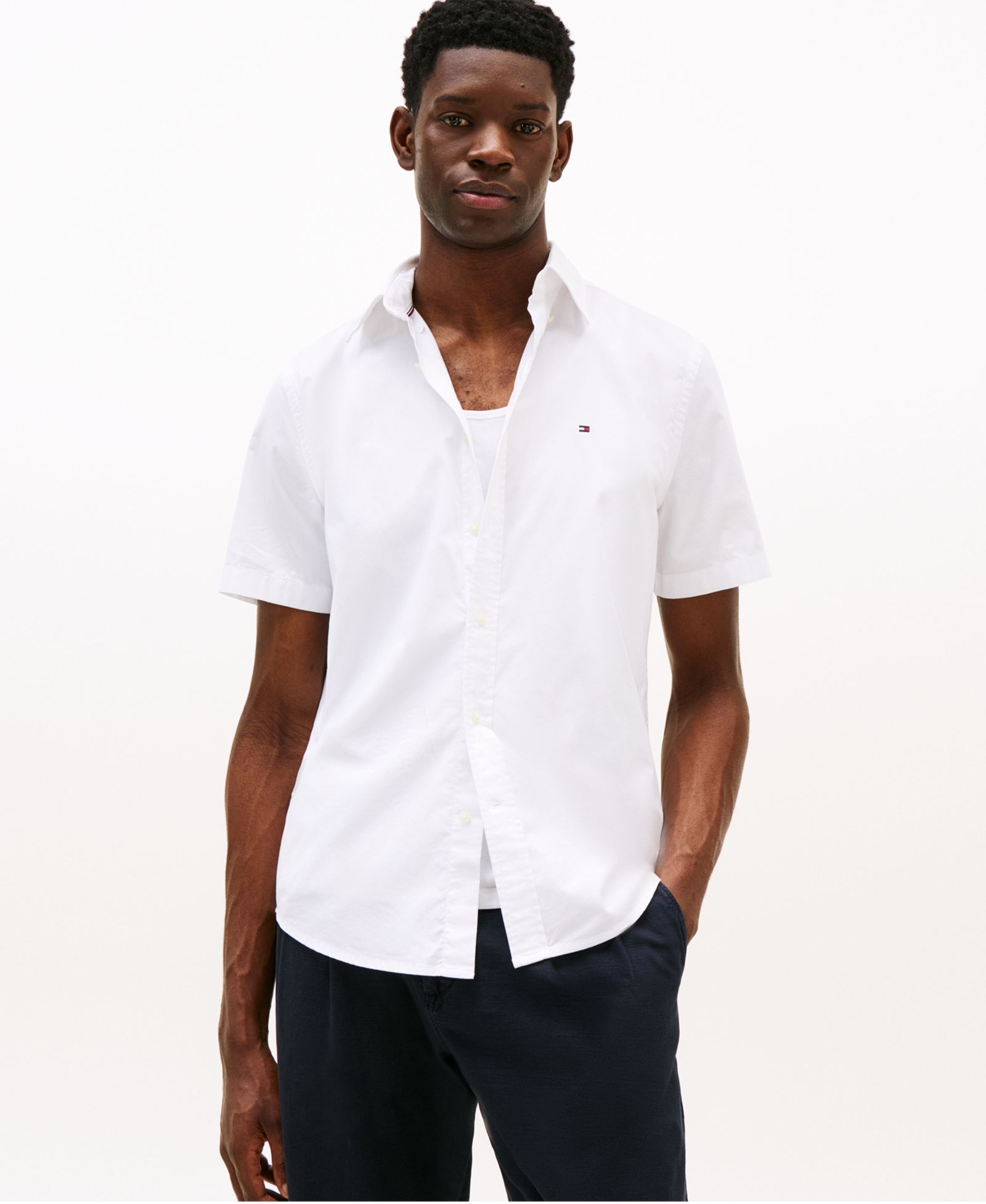 Tommy Hilfiger Men's Short Sleeve Flex Poplin Regular Fit Shirt