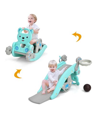 Gouun 4-in-1 Toddler Rocking Horse Playset with Slide & Basketball Hoop, Ages 1-5