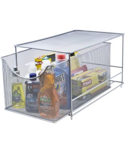 Sorbus Metal Mesh Cabinet Organizer with Pull-Out Drawers - Ideal for Countertop, Cabinet, Pantry, Under the Sink, Desktop and More (Silver 1 Drawer