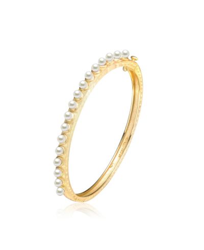 Genevive браслет-бэнгл с жемчугом и позолотой 14K