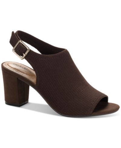 Style & Co Women's Peyyton Slingback Knit Dress Block Heel Shooties, Exclusively at Macy's
