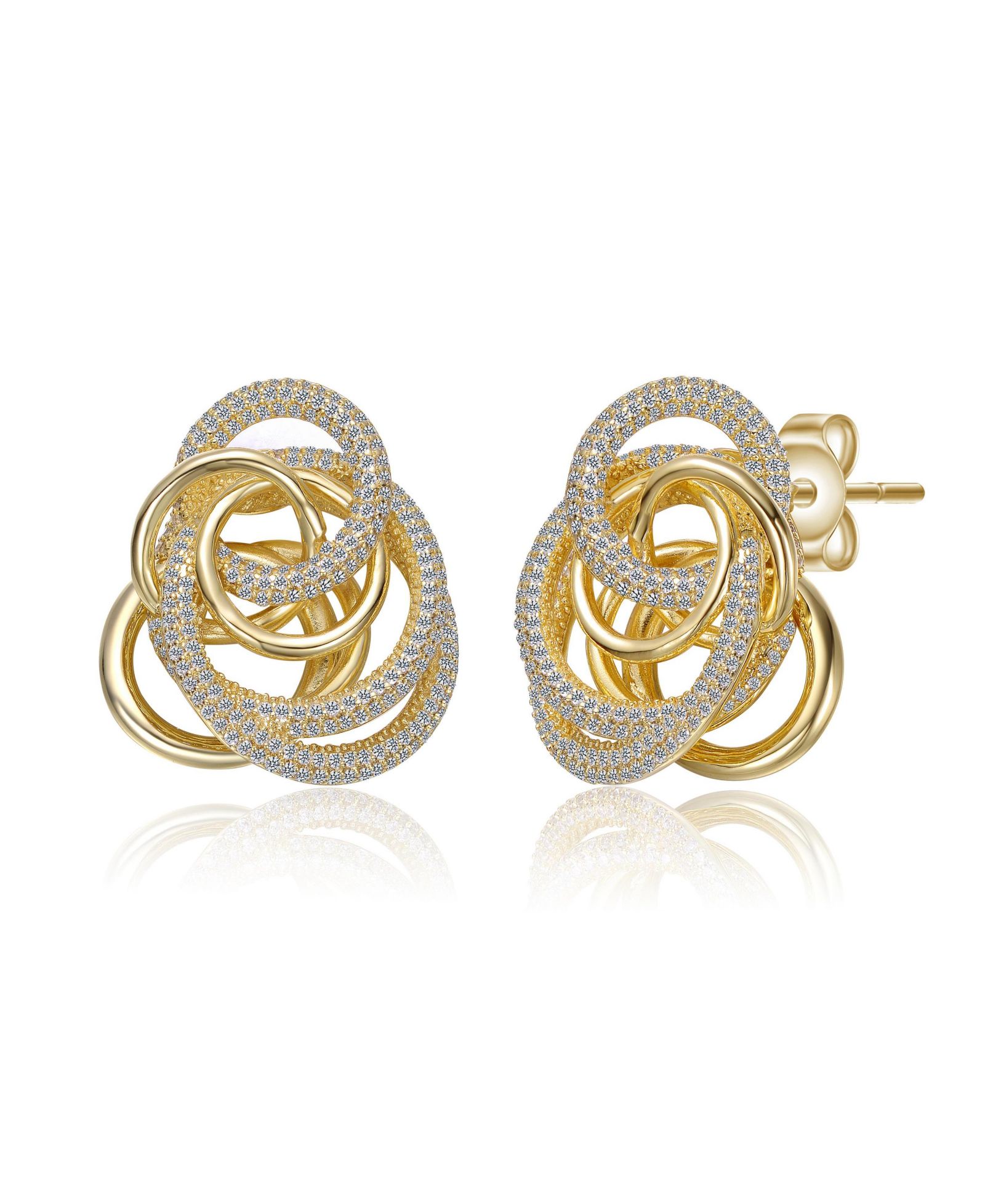 Серьги Rachel Glauber Modern 14K Gold Plated CZ Eternity Knot Chunky