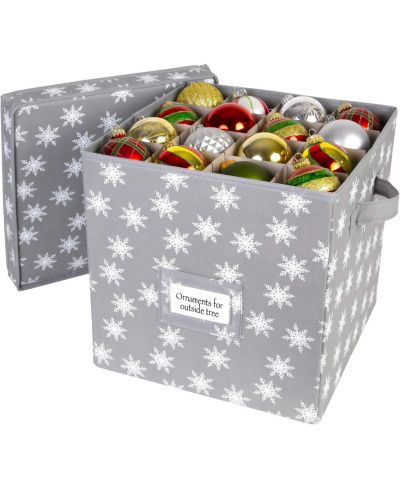 Christmas Ornament Storage Box with Lid - Store and Protect up to 64 Holiday Ornaments